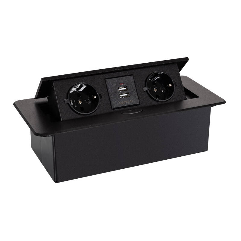 Immagine di Base Multipla da Incasso 2 Prese Tipo F + 2xUSB