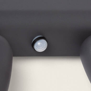 Bild von LED Wandleuchte Außen 12W Aluminium mit Bewegungssensor PIR Abel Large zwei Strahler