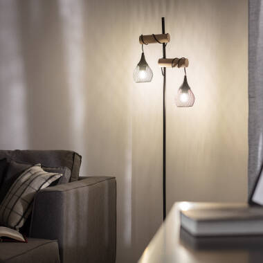 Afbeelding van Staande lamp van Aluminium en Hout Monah
