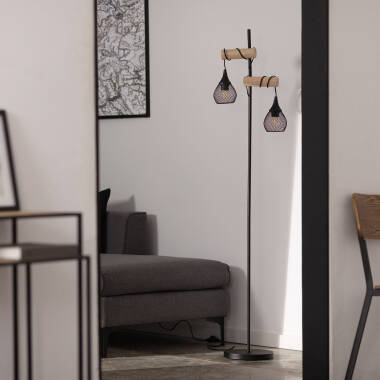 Afbeelding van Staande lamp van Aluminium en Hout Monah