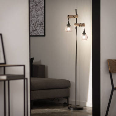 Afbeelding van Staande lamp van Aluminium en Hout Monah