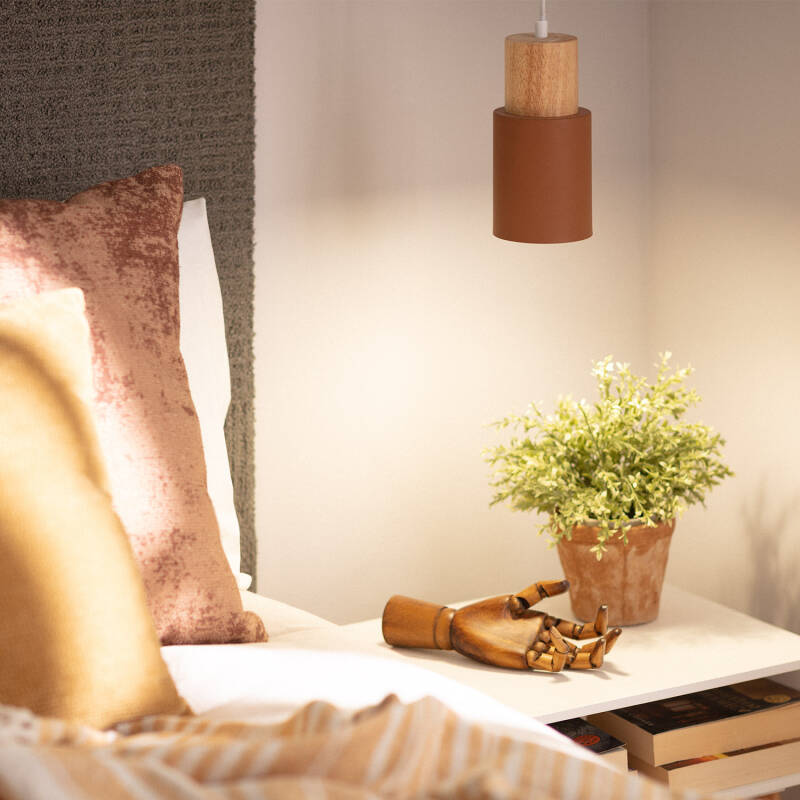 Immagine di Lampada a Sospensione Metallo e Legno Kidonge