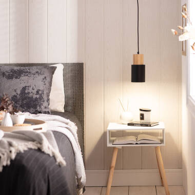 Bild von Pendelleuchte Metall und Holz Kidonge