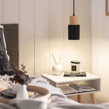 Bild von Pendelleuchte Metall und Holz Kidonge