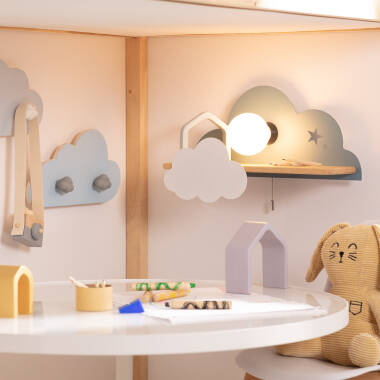 Bild von Wandleuchte aus Holz und Metall für Kinder Mahina