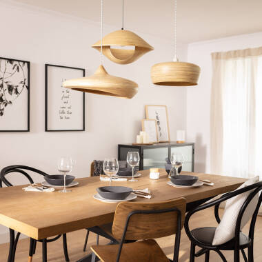 Immagine di Lampada a Sospensione in Bambù Shuka Sari ILUZZIA