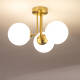 Image de Plafonnier Métal et Verre Moonlight Brass 3 Spots