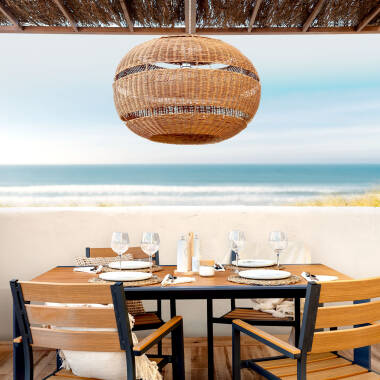 Bild von Pendelleuchte Rattan Oblate Bulang Ø800 mm ILUZZIA Bild von Pendelleuchte Rattan Oblate Bulang Ø800 mm ILUZZIA