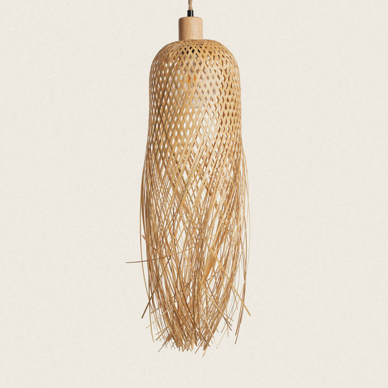 LEDKIA Pendelleuchte Llata Aus Bambus – Natürliches Design, E27 Fassung, Höhe 32 Cm