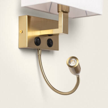Bild von Metall-Wandleuchte mit LED-Leselampe Waldorf