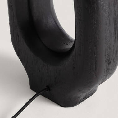 Image of Darshan Wooden Table Lamp in Black ILUZZIA 