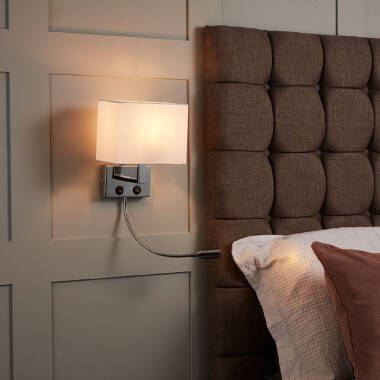 Image of Waldorf Metal Wall Lamp with Flexo for Reading