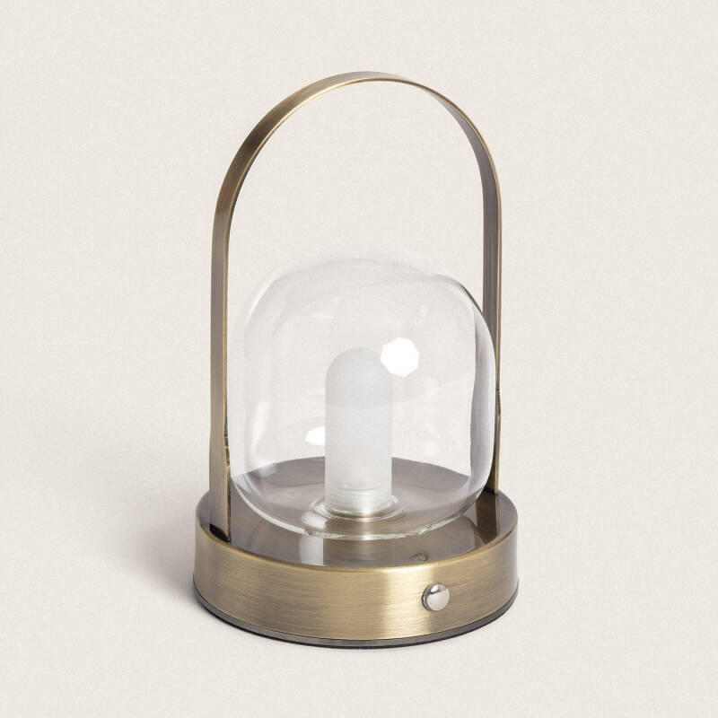 Afbeelding van Tafellamp LED 3W Metaal en Glas Draagbaar met Oplaadbare USB Batterij Olena