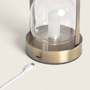 Afbeelding van Tafellamp LED 3W Metaal en Glas Draagbaar met Oplaadbare USB Batterij Olena