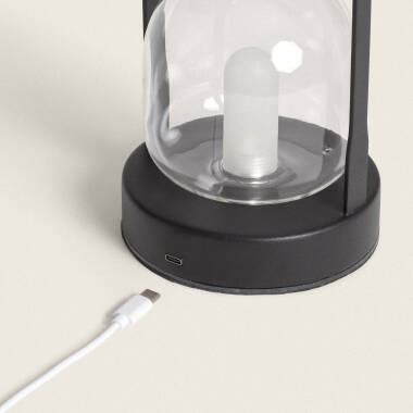 Afbeelding van Tafellamp LED 3W Metaal en Glas Draagbaar met Oplaadbare USB Batterij Olena