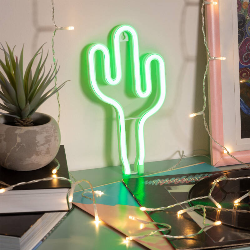 Neon LED Kaktus mit Batterie - Ledkia