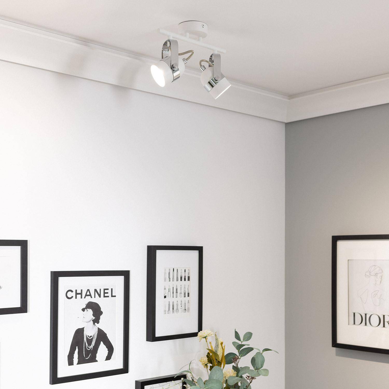 Lampa Sufitowa Nastawna Aluminiowa 2 Reflektory Biała Sinner - widok prezentacyjny