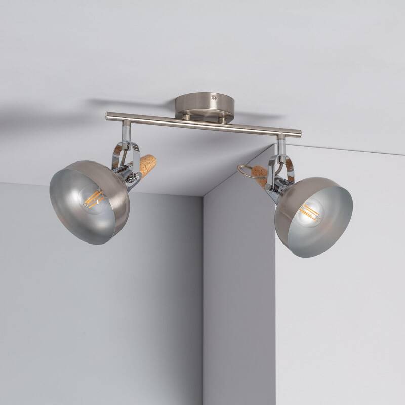 Image de Plafonnier Orientable Aluminium Emer 2 Spots Argenté