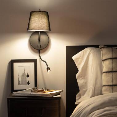 Image de Lampe Murale Métal et Tissu  Kuomba avec Flex LED de Lecture