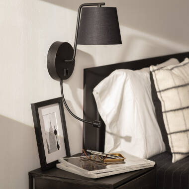 Image de Lampe Murale Métal et Tissu  Kuomba avec Flex LED de Lecture