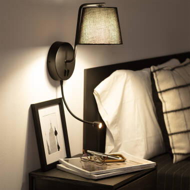 Image de Lampe Murale Métal et Tissu  Kuomba avec Flex LED de Lecture