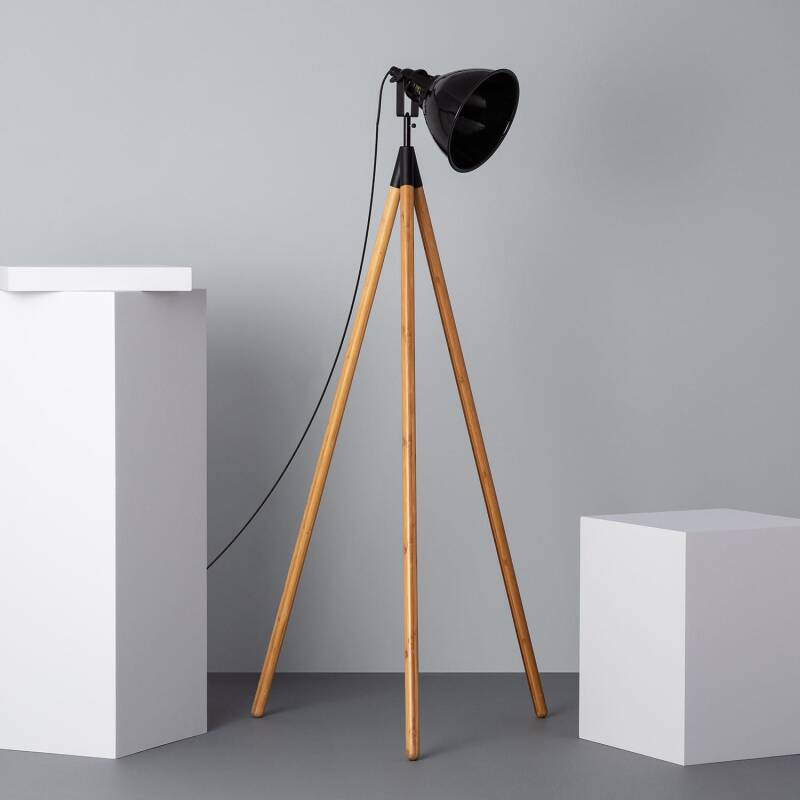 Image de Lampadaire Bois et Métal Samaki