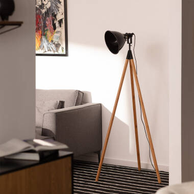 Image de Lampadaire Bois et Métal Samaki