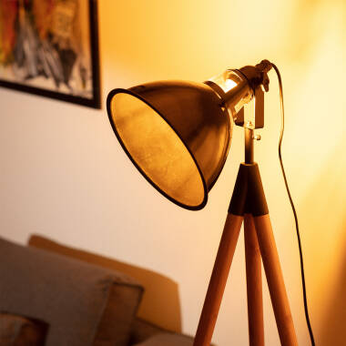 Image de Lampadaire Bois et Métal Samaki