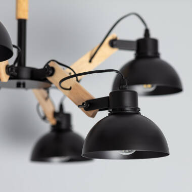 Bild von Pendelleuchte Metall und Holz Rokuda