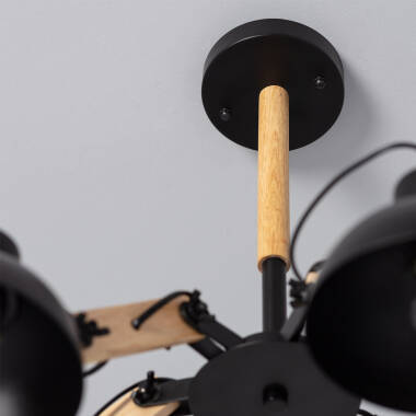 Bild von Pendelleuchte Metall und Holz Rokuda