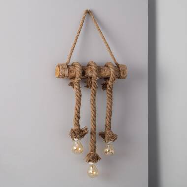 Immagine di Ghirlanda LED a Sospensione Sparto e Legno Kamba 3 Faretti