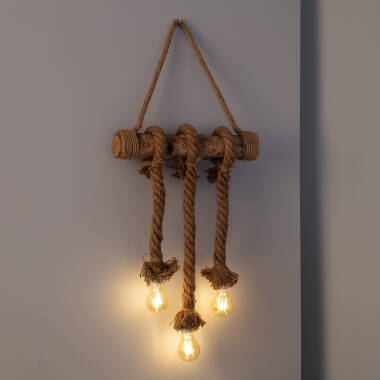 Immagine di Ghirlanda LED a Sospensione Sparto e Legno Kamba 3 Faretti