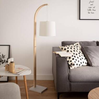 Bild von Stehlampe aus Holz und Textil Haakon