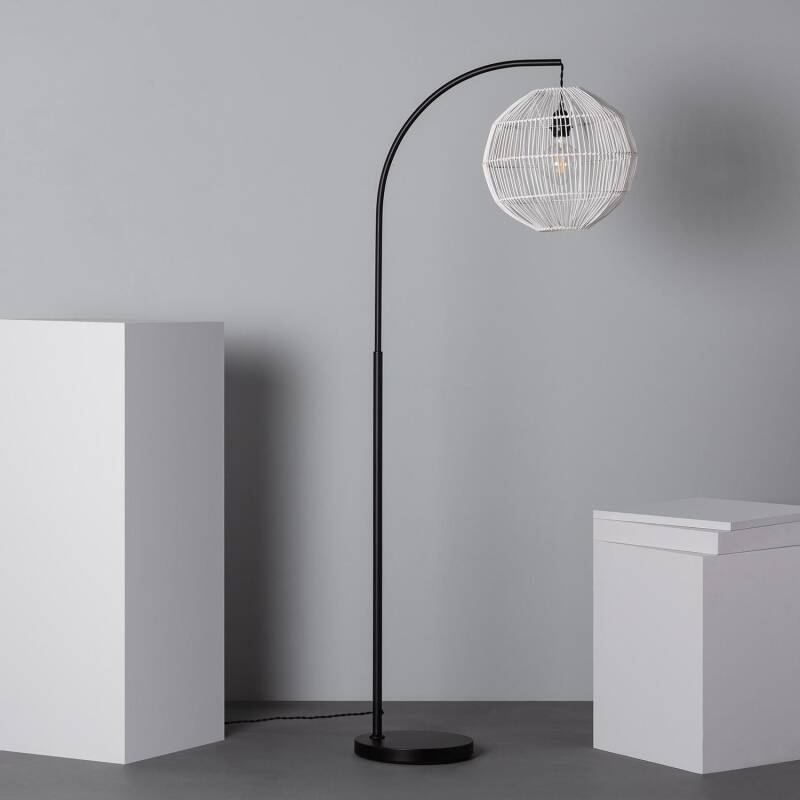 Afbeelding van Staande Lamp Rotan en Metaal Kithnos