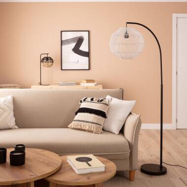Afbeelding van Staande Lamp Rotan en Metaal Kithnos