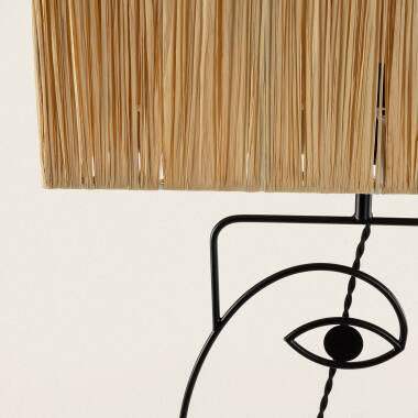 Image de Lampe à Poser Métal et Raphia Face 
