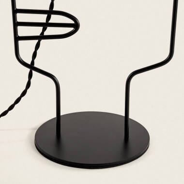 Image de Lampe à Poser Métal et Raphia Face 