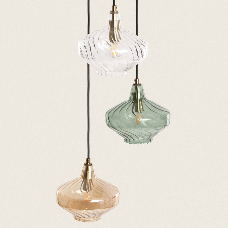 Image of Blas 3 Spotlight Metal & Glass Pendant Lamp 