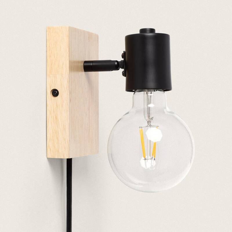 Image de Lampe Murale Orientable Métal et Bois Moroni