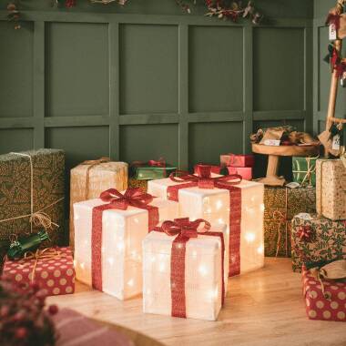 Bild von Set 3 LED Weihnachtsgeschenkboxen mit Batterie Noelle