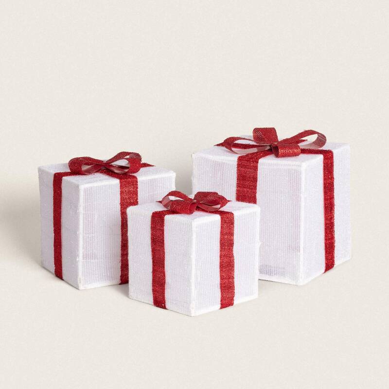 Afbeelding van Set van 3 LED-kerstcadeau Dozen op Batterijen Noelle