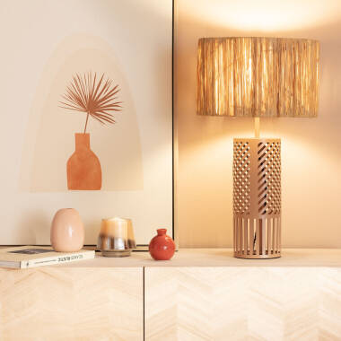 Image de Lampe à Poser Métal et Raphia Artemisa 