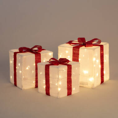 Bild von Set 3 LED Weihnachtsgeschenkboxen mit Batterie Noelle