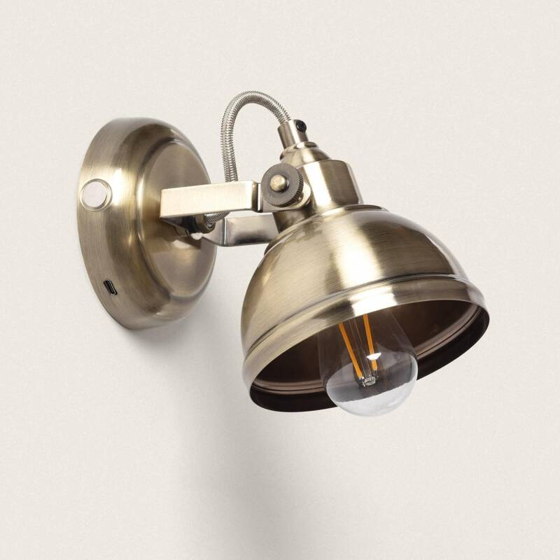 Image of Brass Wall Lamp with USB Rechargeable Battery 