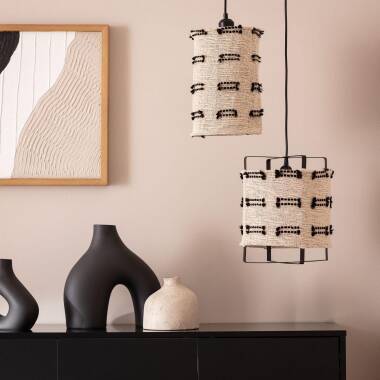 Immagine di Lampada a Sospensione Metallo e Cotone Sioux Large
