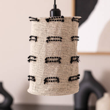 Immagine di Lampada a Sospensione Metallo e Cotone Sioux Large