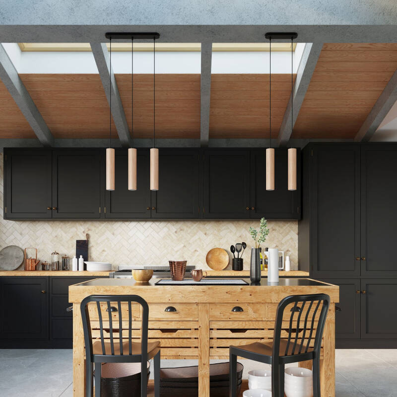 Immagine di Lampada a Sospensione in Legno Lino 3P SOLLUX 