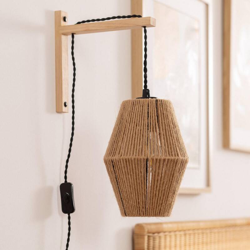 Image of Ikal Wood & Rope Wall Lamp