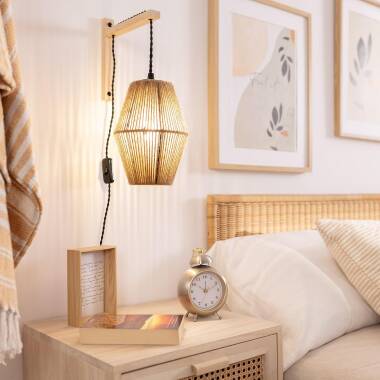 Image of Ikal Wood & Rope Wall Lamp
