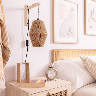 Image of Ikal Wood & Rope Wall Lamp